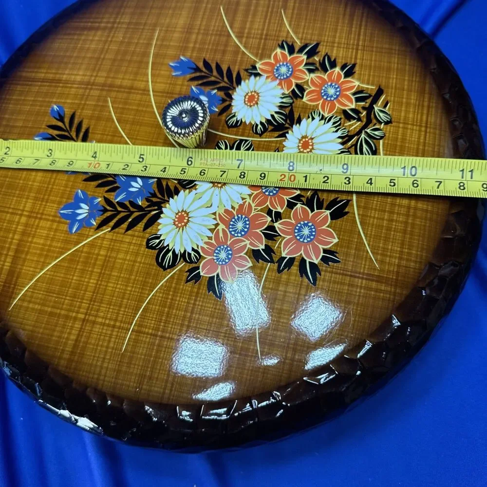VINTAGE ORIENTAL FLORAL LAZY SUSAN WITH INSERT TRAY With Original Box